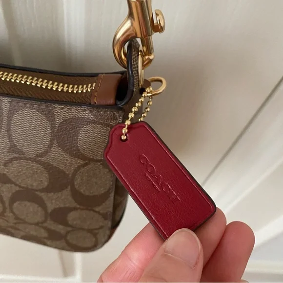 $328 Coach Jes Baguette Signature Canvas Radial Rainbow Leather Crossbody C6817 - Picture 9 of 16